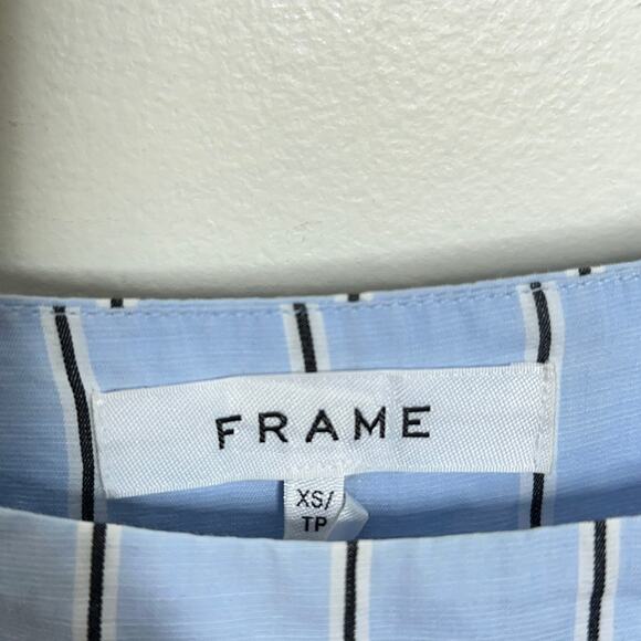 FRAME Gemma Asymmetrical Maxi Dress Ciel Blue Stripe Cotton Poplin {C53} - Picture 6 of 7